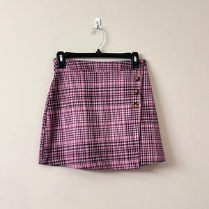 Self Esteem Pink Plaid Mini Skirt with Buttons
